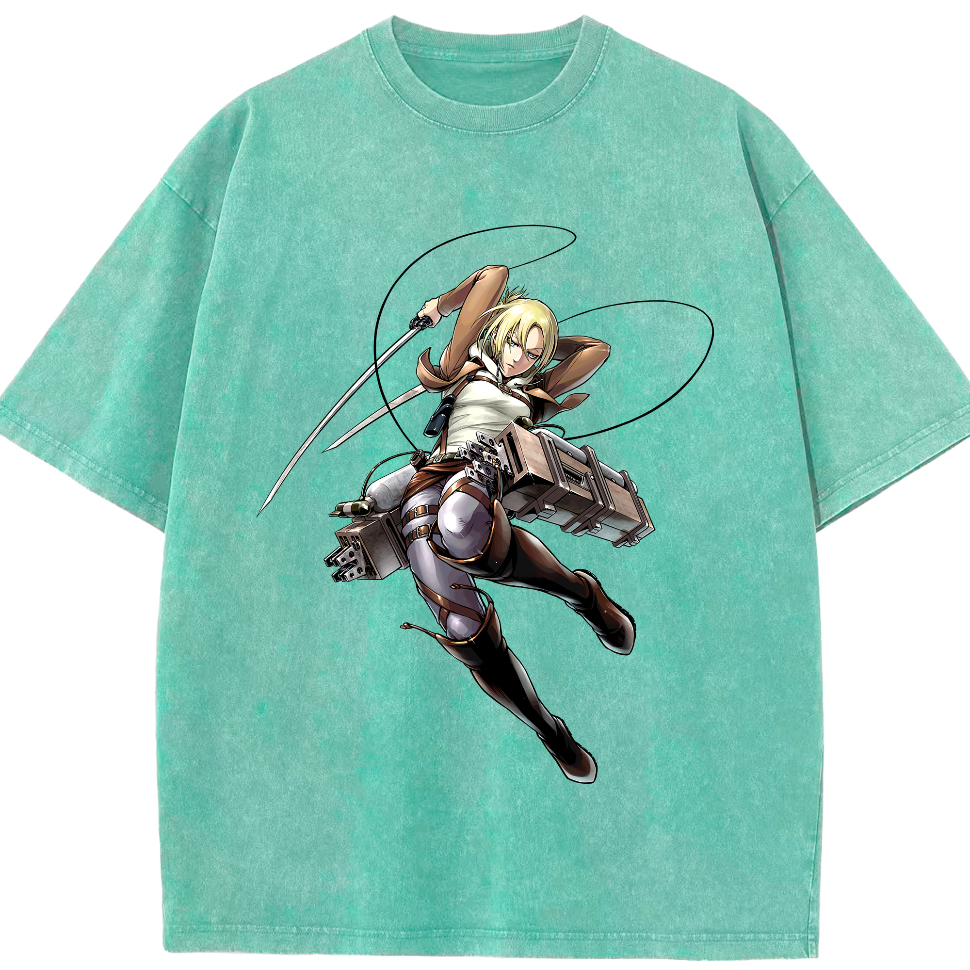 （画像用） 進撃の巨人 アニ・レオンハート Attack on Titan Annie Leonhart 綿100% ヴィンテージ風 半袖Tシャツ（フロントプリント）
